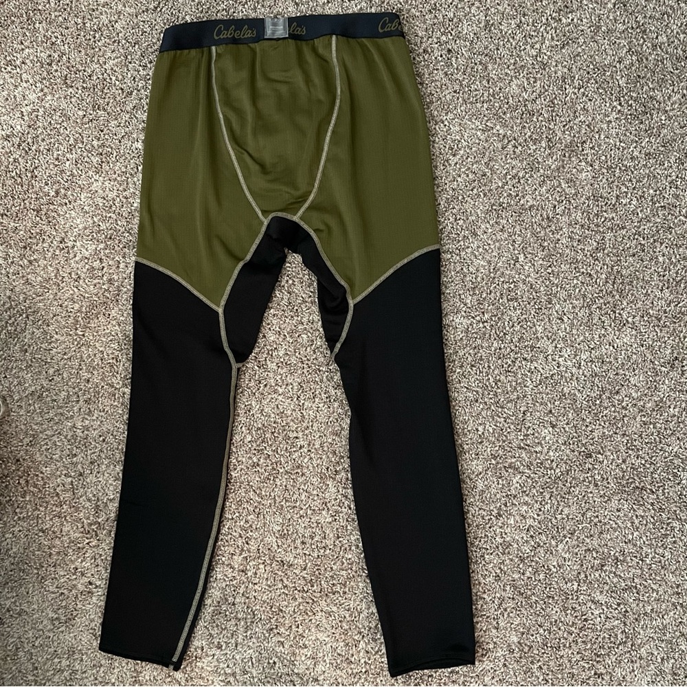 Cabela's E.C.W.C.S. Black and Green Thermal Base Layer Pant Size Large - Picture 4 of 7